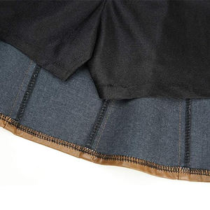 Hot Selling Black-Color PU-Leather Short Skirts For Ladies / High Waist A-Line Flared Mini-Skirt for Casual Party - Product Image 6