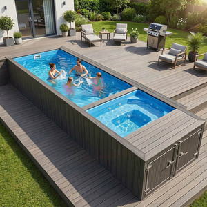 Fiberglass Prefabricated Container Above Ground Swimming <b>Pool</b> UV Resistant Heavy Duty Outdoor Family Backyard Garden <b>Pool</b> - Product Image 3