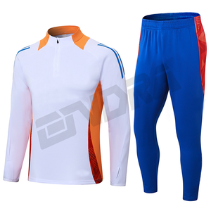 Ensemble survêtement noir demi-fermeture éclair pour hommes en gros maillot d'entraînement de football d'hiver vêtements de sport chauds combinaison de gymnastique deux pièces - Product Image 4