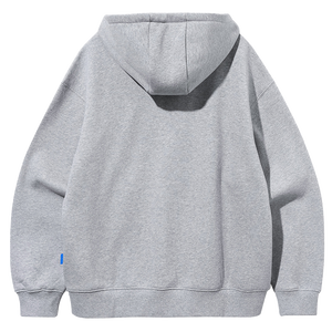 Sweat-shirts à capuche zippés épais pour hommes, fermeture éclair bidirectionnelle, coupe oversize, unis, personnalisables - Product Image 2