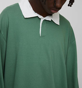 Camiseta de polo de cuello de contraste de color sólido OEM/ODM para hombre, camisetas de polo con logotipo impreso personalizado de ajuste holgado de algodón 100% para hombre - Product Image 3