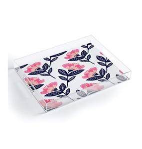 Nouvel arrivage de plateau de service en acrylique Design de fleurs personnalisé imprimé à la main pour les meilleurs cadeaux utilisés - Product Image 1