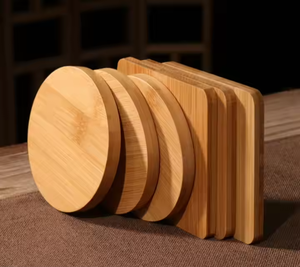 2025 sous-verre écologique en bois de cerisier noyer tapis de tasse en bois fait à la main avec Logo personnalisé pour la maison ou le bureau - Product Image 1