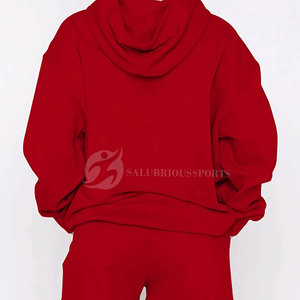 Ensemble sweat à capuche et short en molleton uni à épaules tombantes 100% coton assorti pour femme, personnalisable selon votre marque - Product Image 2
