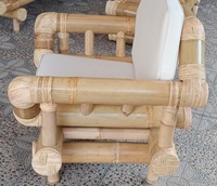 Sofá Individual de Bambú Natural Hecho a Mano en Java con Almacenamiento - Diseño Moderno para Sala de Estar, Gimnasio, Hospital, Parque, Escuela - Garantía de 10 Años