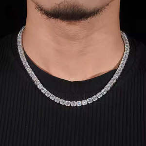 Shreya Diam Men's Round Cut Moissanite Cuban <b>Chain</b> Necklace 925 Sterling <b>Silver</b> Luxury <b>Box</b> <b>Chain</b> Freshwater Pearl Everyday Wear - Product Image 1