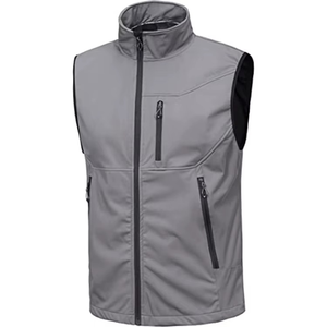 Chaleco sin mangas gris para hombre, resistente al viento, con cuello alto y bolsillos con cremallera, para uso informal al aire libre, temporada de otoño - Product Image 3