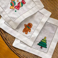 Ensemble de serviettes de cocktail carrées personnalisées en tissu, avec logo brodé sur mesure, pour bar, avion, durables et réutilisables