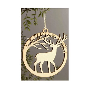 Juego de adornos colgantes de Navidad de madera con textura natural Ideal para decoración rústica de vacaciones de granja - Product Image 5