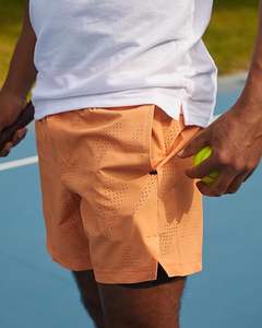 Pantalones cortos de tenis para hombre con tela de secado rápido que absorbe la humedad y cintura con cordón para entrenamiento activo y Deportes - Product Image 2