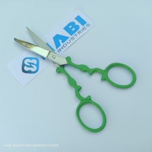 Ciseaux à broder professionnels en acier inoxydable, manche vert, pour droitiers, durables, pour nail art - Product Image 3