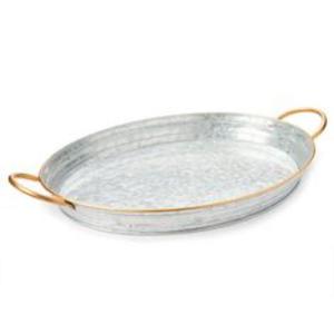 Farmhouse-style Galvanized Metal Serving <b>Tray</b> for Serving Coffee <b>Tea</b> or Snacks While Enhancing Home Decor with Rustic Appeal - Product Image 6