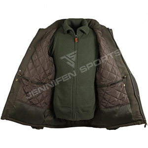European Style Men's Hunting Jacket Custom Windproof 100% Cotton Canvas Fabric Outdoor Breathable Winter Solid Shooting Jacket - Product Image 6