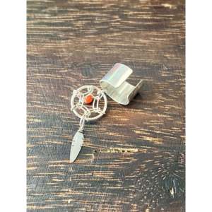 Navajo Crafted Fine Sterling Silver & Coral Dreamcatcher Ear <b>Cuff</b> Earrings - Product Image 5