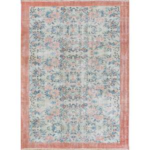 Tapis en laine bleue vintage fait main, motif floral abstrait, pelucheux, pour la maison, le salon, le couloir, tapis rectangulaire tressé - Pae-2938 - Product Image 1