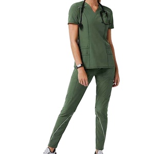 Uniformes Médicos Unisex de Tela Twill Transpirable de Secado Rápido, Uniformes de Enfermería, Conjuntos de Uniformes de Clínica de Manga Corta - Product Image 1