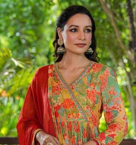 Trajes Sharara paquistaníes diseñador Georgette bordado boda mujeres fiesta desgaste ropa India lavable India y Pakistán - Product Image 3