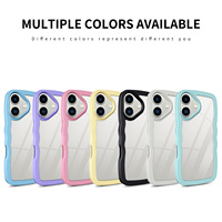 Coques de protection antichoc 2-en-1 en TPU et PC, design vague de couleur 2D, sans support, pour téléphones mobiles 16 15 Pro Max