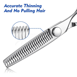 Tijeras de adelgazamiento de peluquero de alta calidad, tijeras profesionales de acero inoxidable para cortes de pelo de salón y hogar - Product Image 4