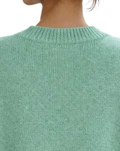 Customized Mint Green <b>Womens</b> <b>Oversized</b> Poncho Sweater Ribbed Crew Neck Batwing Sleeve Winter Knit Pullover Top - Product Image 5