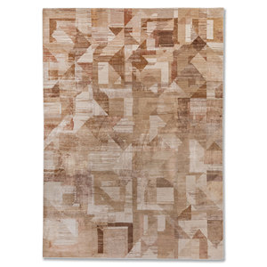 Tapis en laine et soie de bambou noué à la main Kavi Ivory, collection Afterglow - Motif géométrique pour usage domestique Eskm-12 - Product Image 1