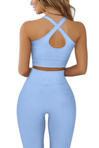 ชุดออกกำลังกาย2ชิ้นเลกกิ้งสปอร์ตบราออกกำลังกายสำหรับผู้หญิงขนาดใหญ่พิเศษออกแบบได้ตามต้องการ - Product Image 3