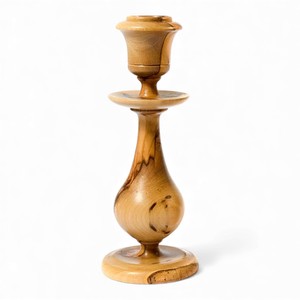 Tall <b>Carved</b> Wooden Taper <b>Candle</b> Holders With Smooth Natural Grain Finish For Elegant Home Styling - Product Image 2
