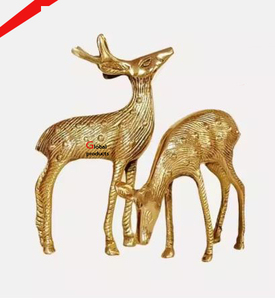 Nuevo juego decorativo de escultura y estatua de reno con acabado dorado de 2 en diferentes posiciones para el hogar - Product Image 1