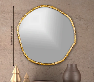 Miroir mural rond en verre moderne fait à la main grand argent martelé avec cadre de luxe caractéristique décorative de Noël - Product Image 2