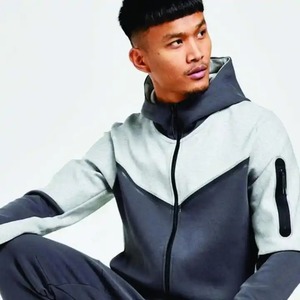 Ensemble de survêtement pour homme, veste de sport, jogging, fermeture éclair intégrale, tenue avec motif uni - Product Image 5