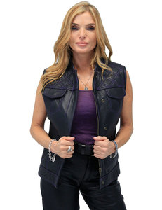Chaqueta de chaleco de cuero OEM personalizada Chaleco ajustado Chaqueta sin mangas de cuero genuino de vaquero original de alta calidad - Product Image 2