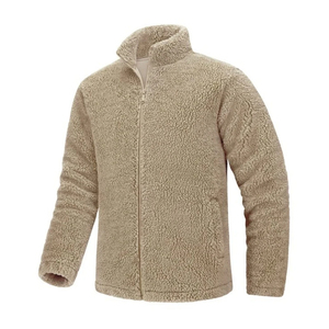 Veste d'hiver personnalisée OEMODM en tissu polaire zippé avec broderie, grande taille, veste en polaire sherpa pour homme - Product Image 4