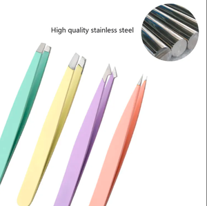 Pince à épiler professionnelle en acier inoxydable, pointe droite colorée, lot de 4, étui inclus, étiquette privée personnalisée, ensemble de pinces à épiler 9 cm - Product Image 5