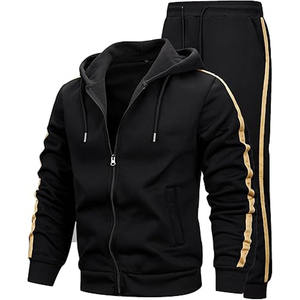 Chándal deportivo para hombre, chándal de rayas de poliéster, chándal para hombre, chándal de invierno con cremallera completa, trajes para correr subidos por Dress Sports - Product Image 1