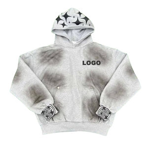 2025 Vintage de alta calidad completamente personalizado en blanco 100% algodón de gran tamaño hombres lavado ácido y Sun Fade sudaderas con capucha recortadas pesadas para hombres - Product Image 2