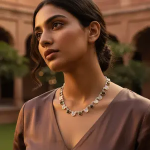 Collier pour femme, usage quotidien, serti de pierres précieuses, style bohème, avec quartz, perle, agate, turquoise, coquille de corail - Product Image 3