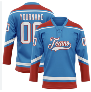 Maillots de hockey sur glace unisexe en polyester personnalisés sérigraphiés et bouffées imprimés avec le nom de l'équipe pour des vêtements de sport - Product Image 5