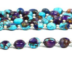 Perles lisses en turquoise bleue Mohave, pierres précieuses en vrac pour la fabrication de bijoux, par un fabricant indien. - Product Image 5