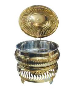 Juego de platos de frotamiento redondos de acero inoxidable de lujo para Buffet y Hotel Catering Mango chapado en oro Calentador de alimentos Suministros de Catering - Product Image 6