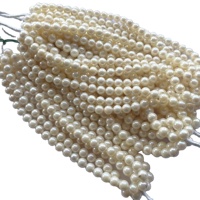 Perles rondes en pierre naturelle d'eau douce crème blanche de 7 mm, enfilées, vente en gros, certifiées IGI, Vivaaz Gems, pour la fabrication de bijoux