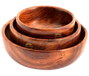 AYAANS-Juego de cuencos para anidar de madera Sheesham hechos a mano, 3 cuencos apilables para ensalada, pasta, fruta, diámetros: 15 cm, 12 cm de profundidad - Product Image 2