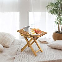 Ensemble de tables d'appoint d'extérieur pliantes modernes de 18x13 pouces, 1 pièce, 2 tables d'appoint en bois pour patio, salon, petits espaces, couleur naturelle