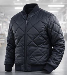 <b>Mens</b> Quilted Bomber <b>Jacket</b> Lightweight Padded Zip-Up Varsity <b>Jacket</b> with Ribbed Collar, Casual Streetwear Winter Outerwear - Product Image 4