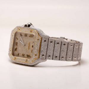 Reloj de pulsera de diamantes completamente helado, reloj de diamantes VVS Moissanite redondo brillante, reloj mecánico automático Hip Hop para hombres - Product Image 3