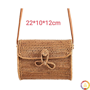 Bolso de ratán Bolso redondo tejido natural para mujer Bolso de viaje de playa informal Hecho en Vietnam - Product Image 6