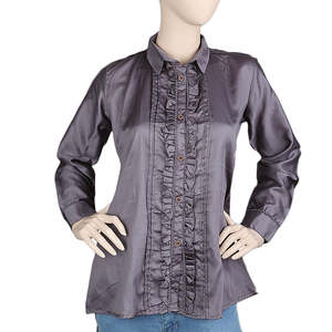 เสื้อเชิ้ตลำลองแขนยาวผู้หญิง - สีเทา - Product Image 3