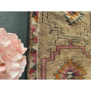 Tapis turc vintage Herki 2,6x11,4 pieds, tapis de couloir marron camouflage en laine - Product Image 3