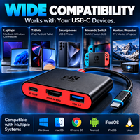 Adaptateur Hub USB-C 3-en-1 4K 60Hz PD100W USB 3.0 Type-C Station d'accueil pour ordinateur portable tablette