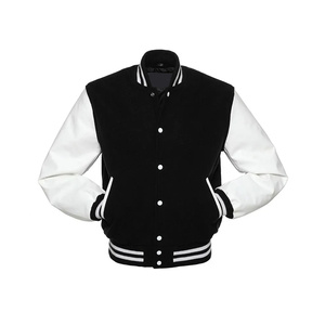<b>Mens</b> <b>Leather</b> Sleeve Varsity <b>Jacket</b> Letterman Style Button Front Regular Fit Winter Outerwear Custom Logo - Product Image 2