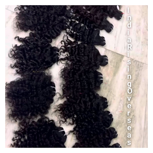 100% calidad de exportación máquina rizada natural cruda trama doble extensiones de cabello humano indio sin procesar calidad de doble dibujado - Product Image 2